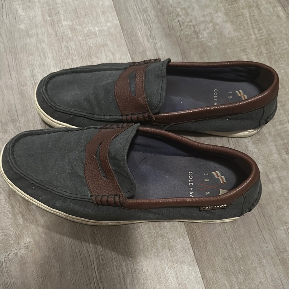 Cole Haan Black and Brown Slip-On Loafers with Classic Design